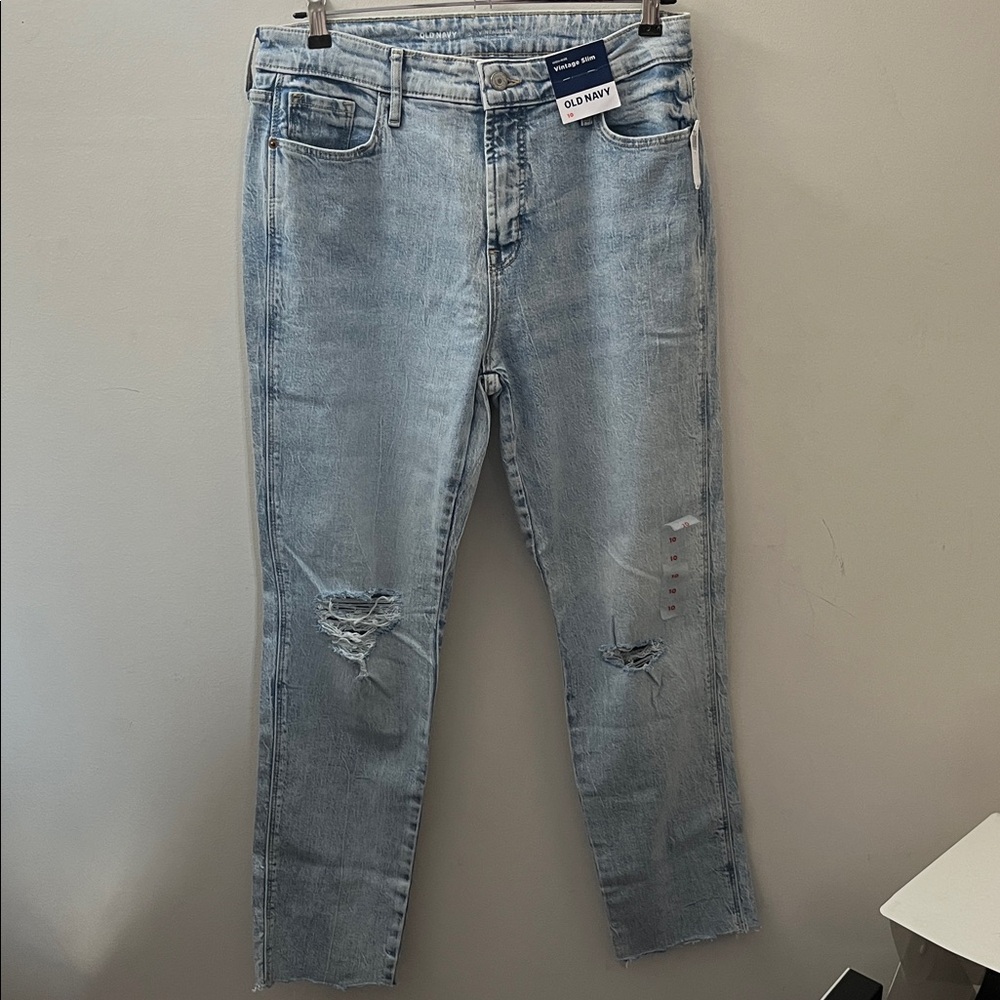 ✨BNWT!Old Navy High-Rise Vintage Slim Jeans w/ Rips! Super cute!Sz 10!👖